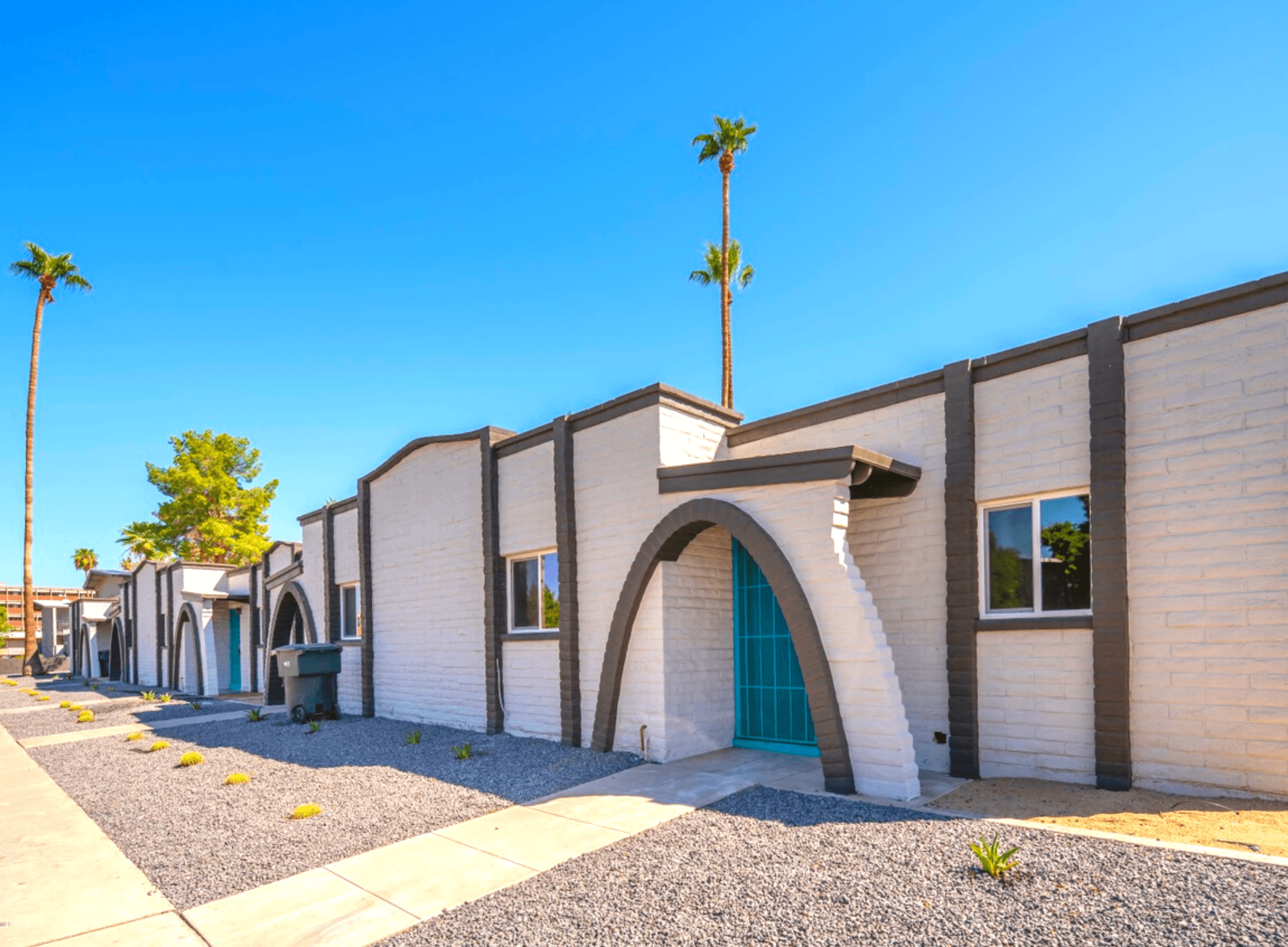 Building exterior at Agave Apartments.