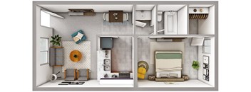1 Bedroom 1 Bath Floor Plan at Allora Phoenix, Phoenix, AZ, 85021