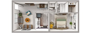 1 bed 1 bath floor plan at Allora Phoenix Apartments, Phoenix, AZ, 85021