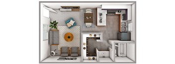 Studio 1 bath floor plan at Allora Phoenix Apartments, Phoenix, 85021
