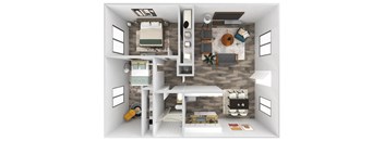 2 bedroom 1 bath floorplan at Aspire Mesa, Mesa, 85210.