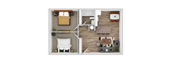 the suite floor plan  1 bedroom with 2 baths