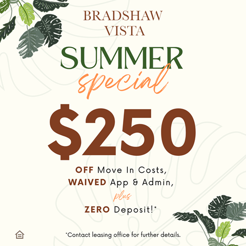 a poster for a summer special with 50 off move in costs waived app