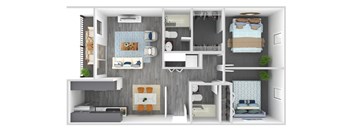 a 1 bedroom floor plan with a bathroom and a bedroom