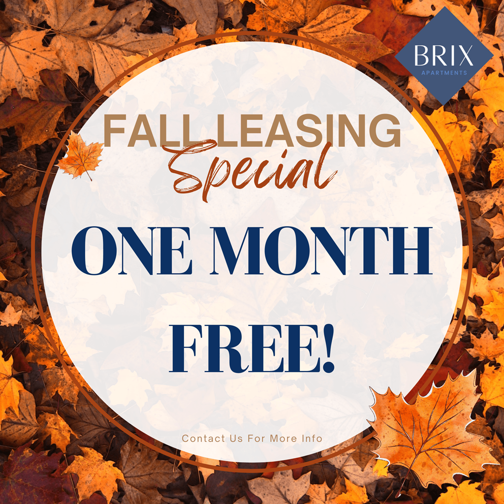 A promotional image for a fall leasing special offering one month free.