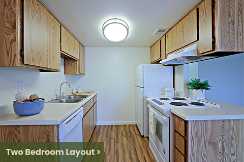 a kitchen with a stove refrigerator and a sink