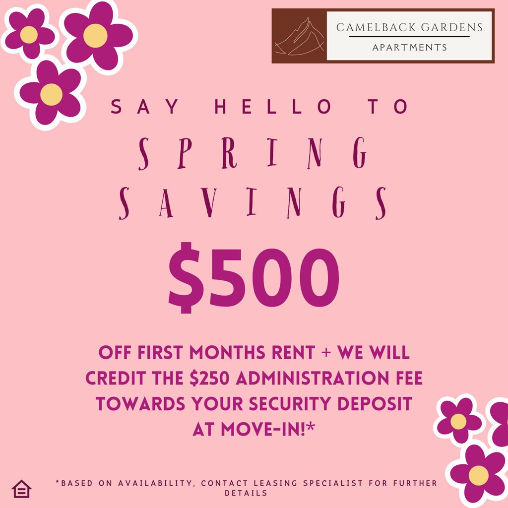 a pink background with purple flowers and the words say hello to spring savings 500