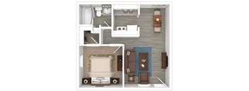 1x1 576sqft Floor Plan at Connect on Missour Apartments, Arizona