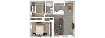 2x1 785sqft Floor Plan at Connect on Missouri, Phoenix, AZ