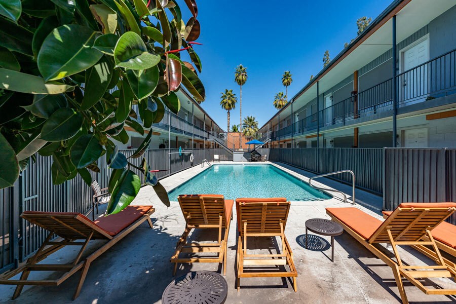 the pool at our hotel in palm springs