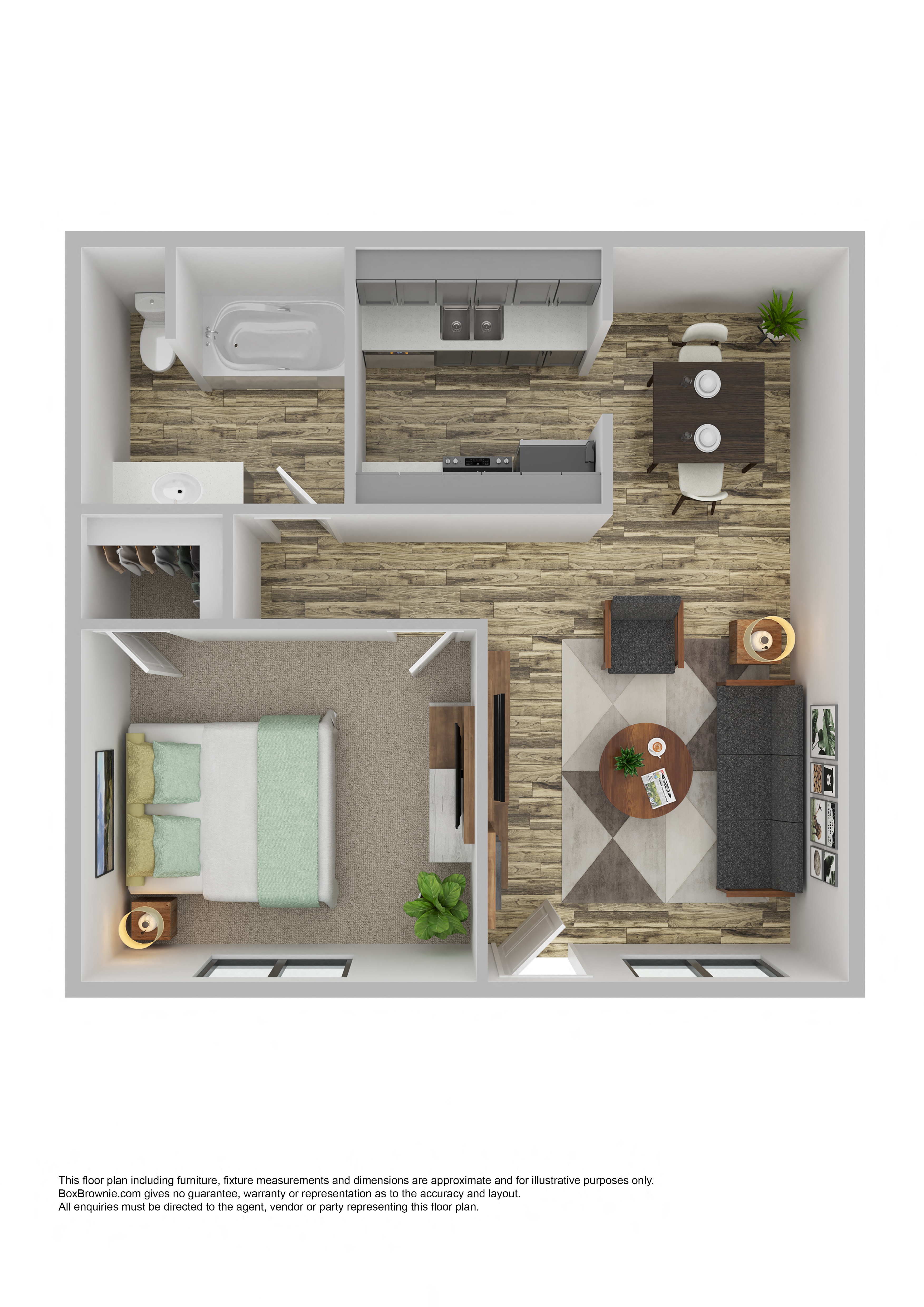 1 Bed 1 Bath Floor Plan at Gilbert Square Apartments, Mesa, AZ