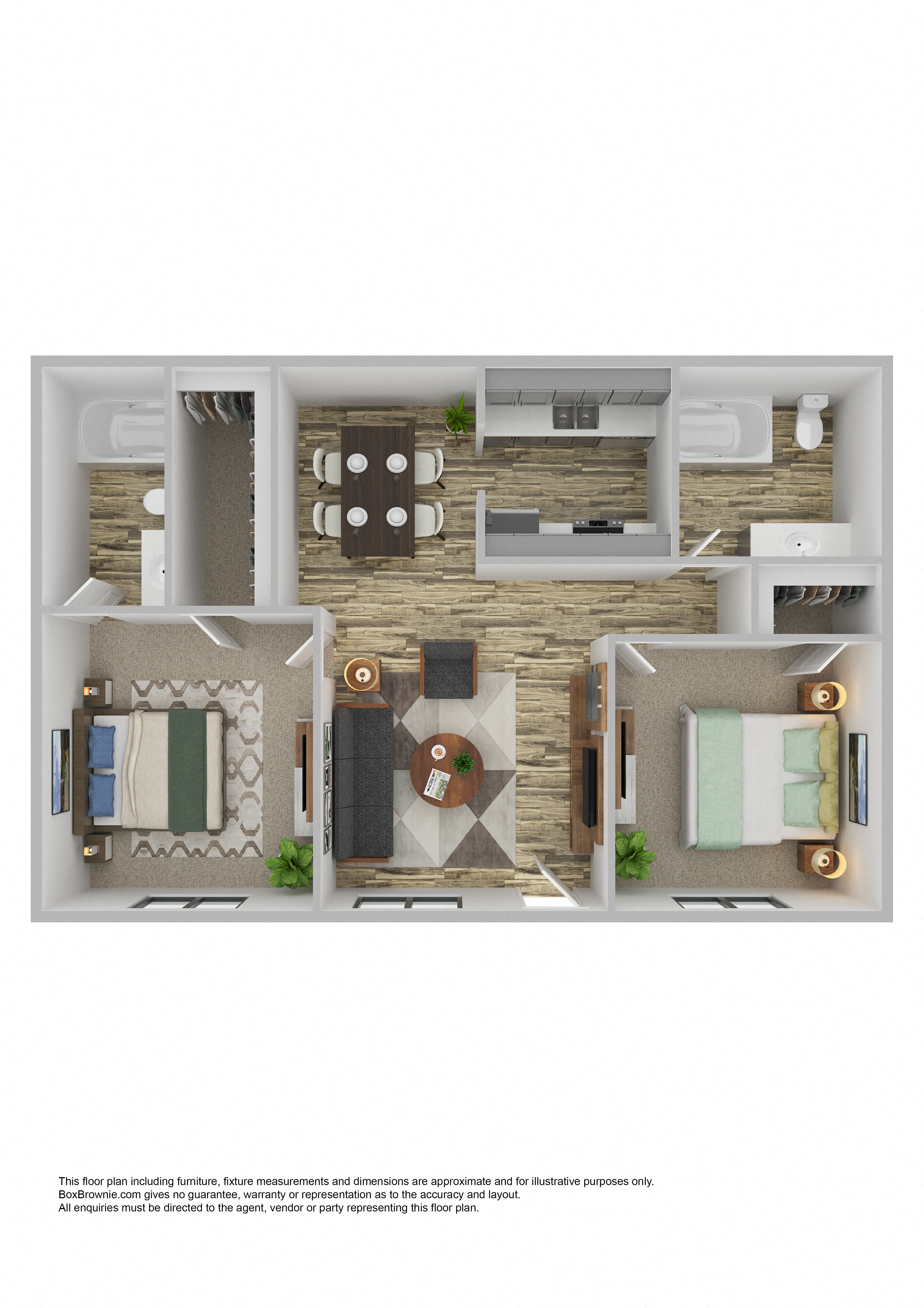 2 Bed 2 Bath Floor Plan at Gilbert Square Apartments, Mesa, 85203