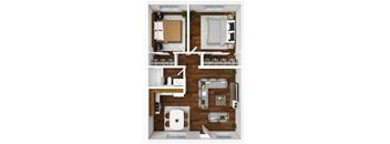 2 Bedroom Floor Plan at Foothills Court Apartments, Arizona