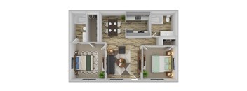 2 Bed 2 Bath Floor Plan at Gilbert Square Apartments, Mesa, 85203