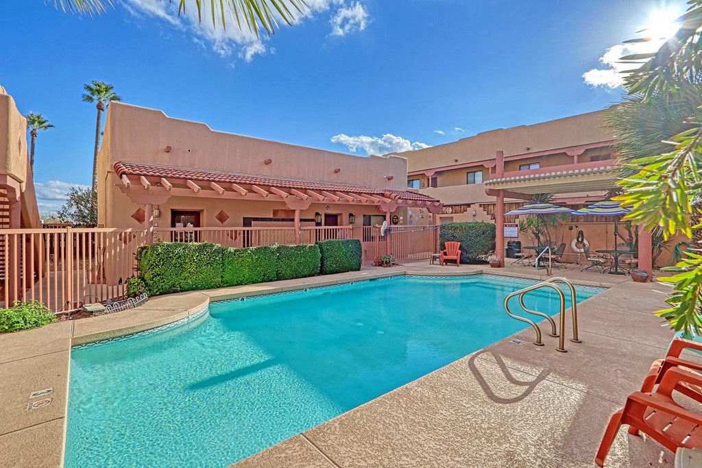 the swimming pool at our apartments in palm springs