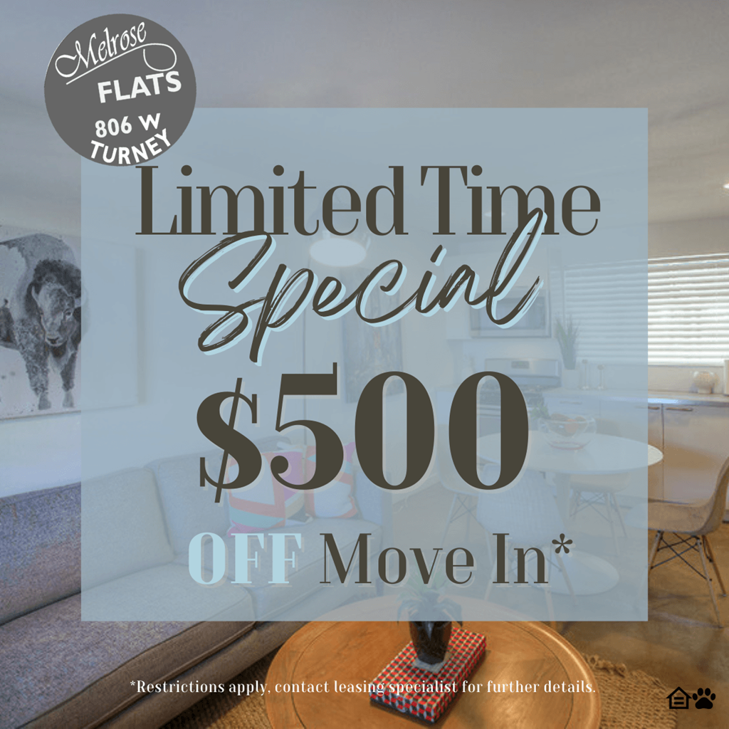 a limited time special 500 off move in furniture in a living room