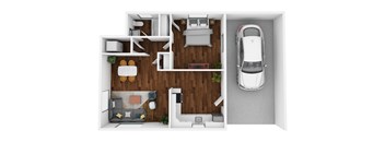 the interior of a car parked in a garage