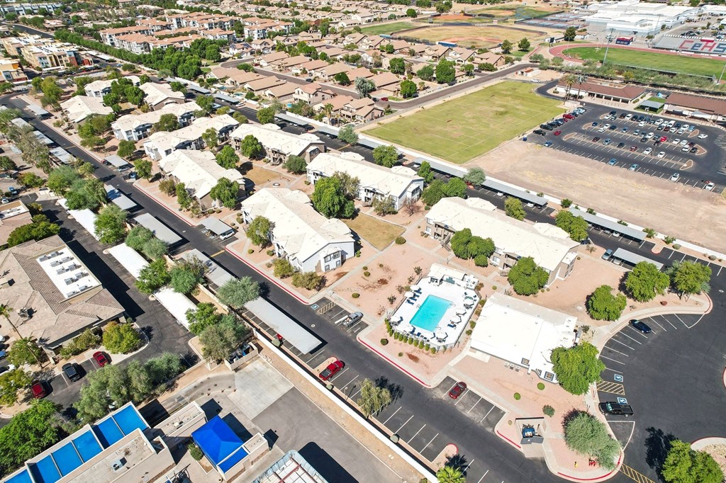 The Barton Apartments aerial view