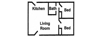 2 Bedroom Floor Plan at Paradise Village Apartments, Arizona, 85032