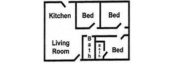 3 Bed Floor Plan at Paradise Village Apartments, Phoenix, AZ