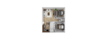 2 Bedroom Floorplan at Palm Villas, Scottsdale, Arizona