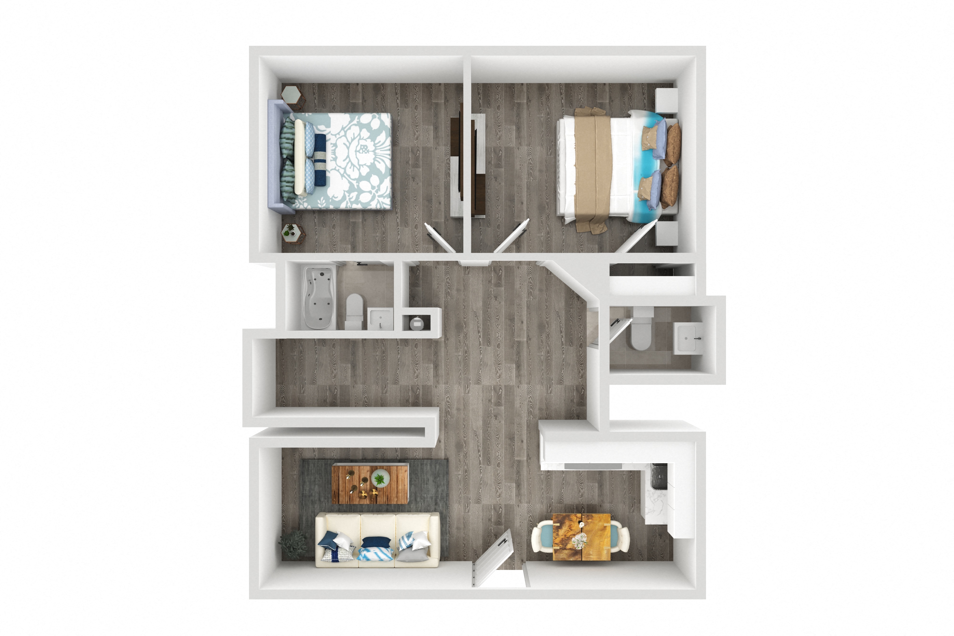 two bedroom, two bath apartments
