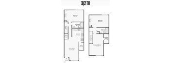 A floor plan for a 3/2 bedroom apartment is displayed.