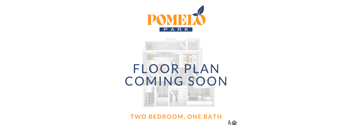 A poster advertising a floor plan for a two bedroom apartment with one bath.