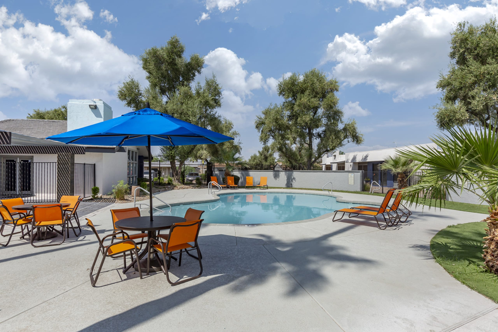 our apartments have a resort style pool and patio