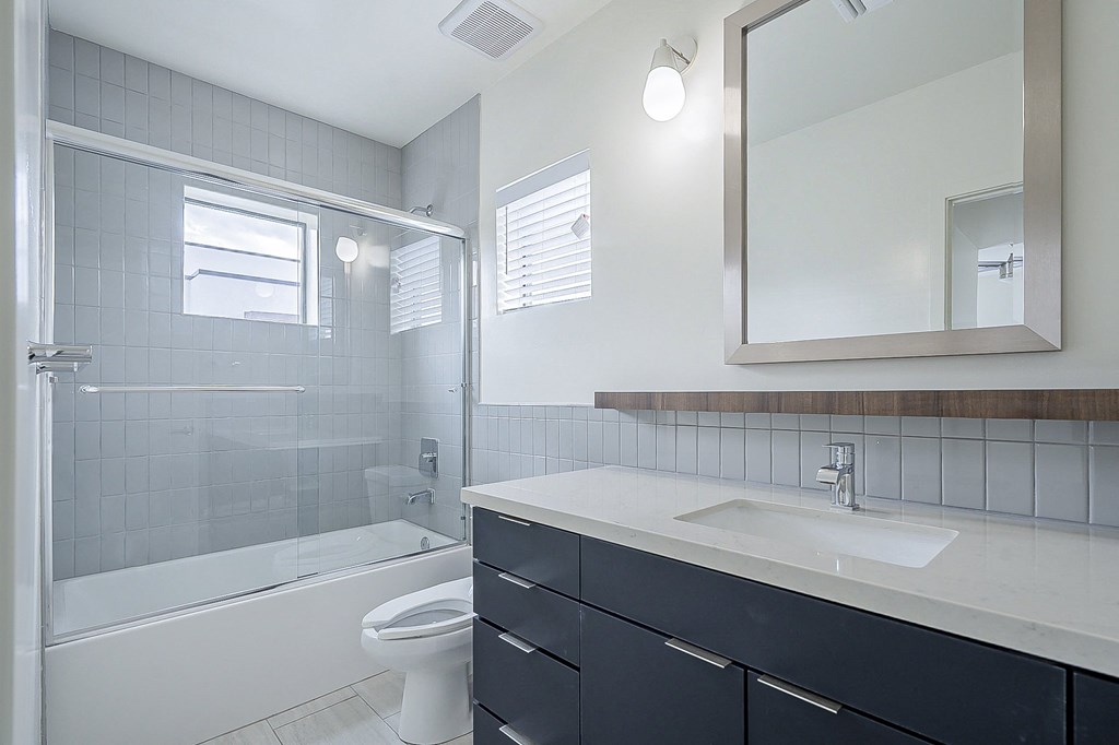 a bathroom with a sink and a toilet and a shower