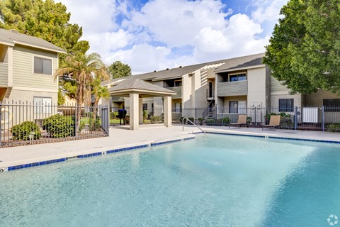the preserve at ballantyne commons pool and apartment buildings