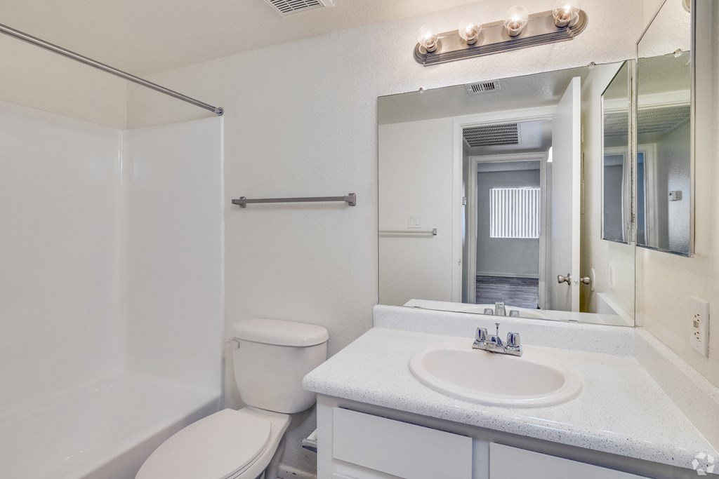 a bathroom with a sink toilet and a mirror