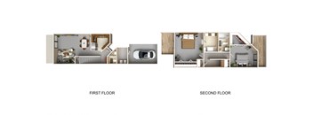 A floor plan of a house with a first and second floor.