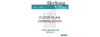 A poster advertising a two bedroom apartment at SkySong Villas.