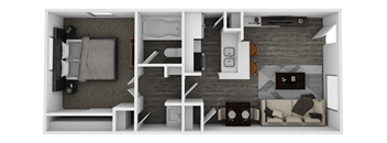 One Bedroom Small Floor Plan at Spring Meadow Apartments, Glendale, Arizona