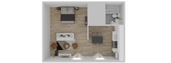 1 Bedroom Floorplan at Palm Villas, Scottsdale, AZ, 85257