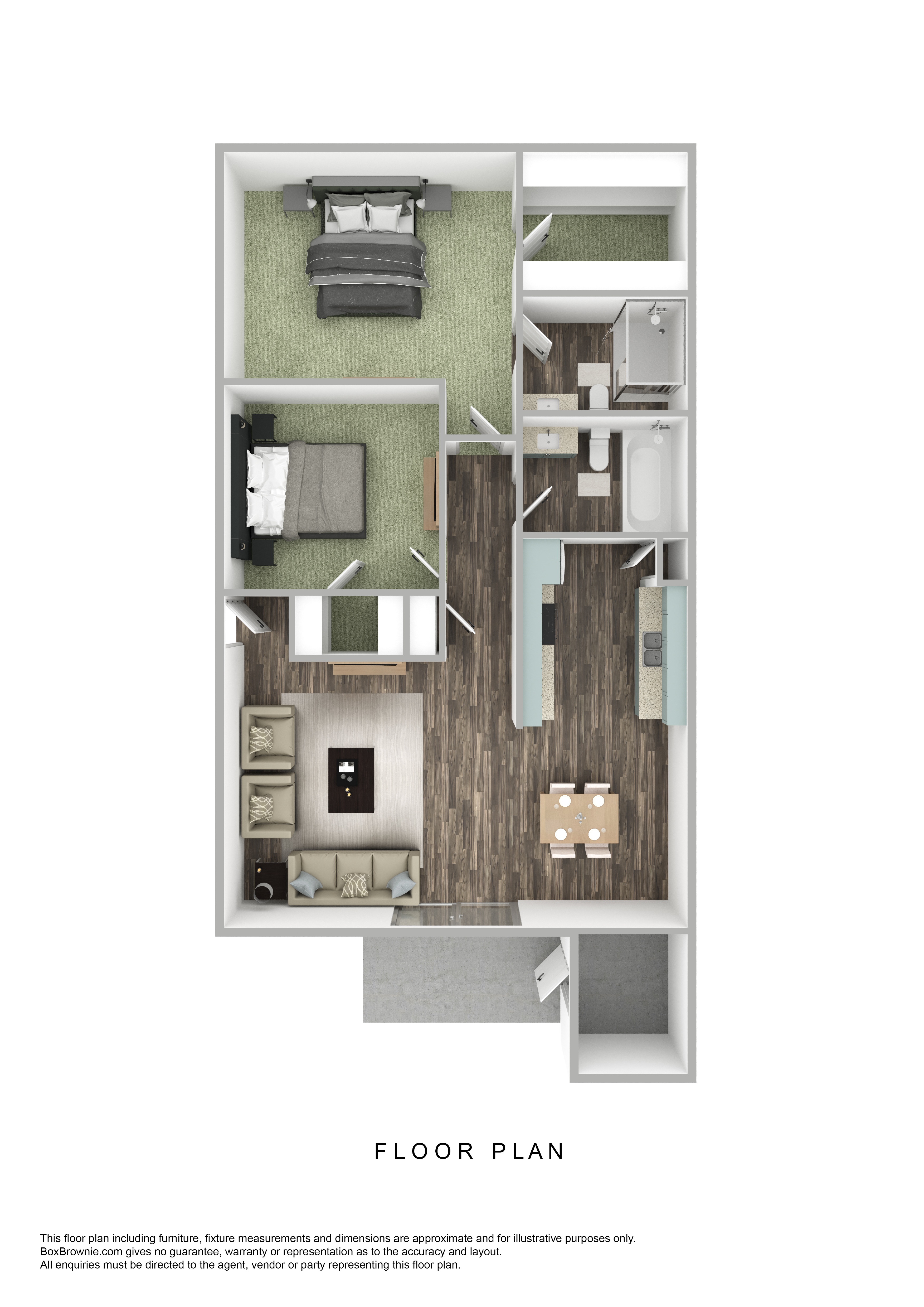 2 Bedroom Floor Plan at Tela Verde Apartment Homes, Glendale, Arizona