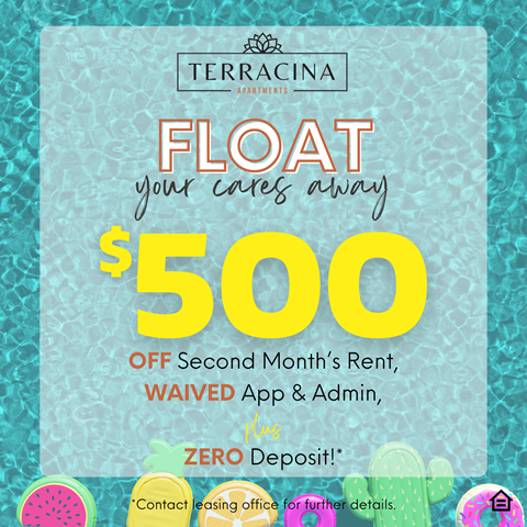a flyer for a pool sale with the text float your cares away 50 off