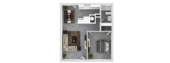 a floor plan of a bedroom apartment with a bathroom and a living room