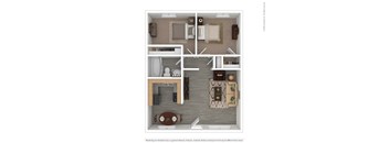 One Bedroom 1 Bath Floor Plan at The Link Apartments, Mesa