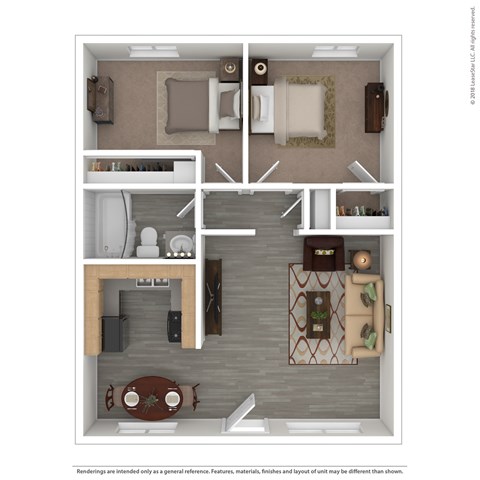 2 Bed 1 Bath Floor Plan at The Link Apartments, Arizona, 85201