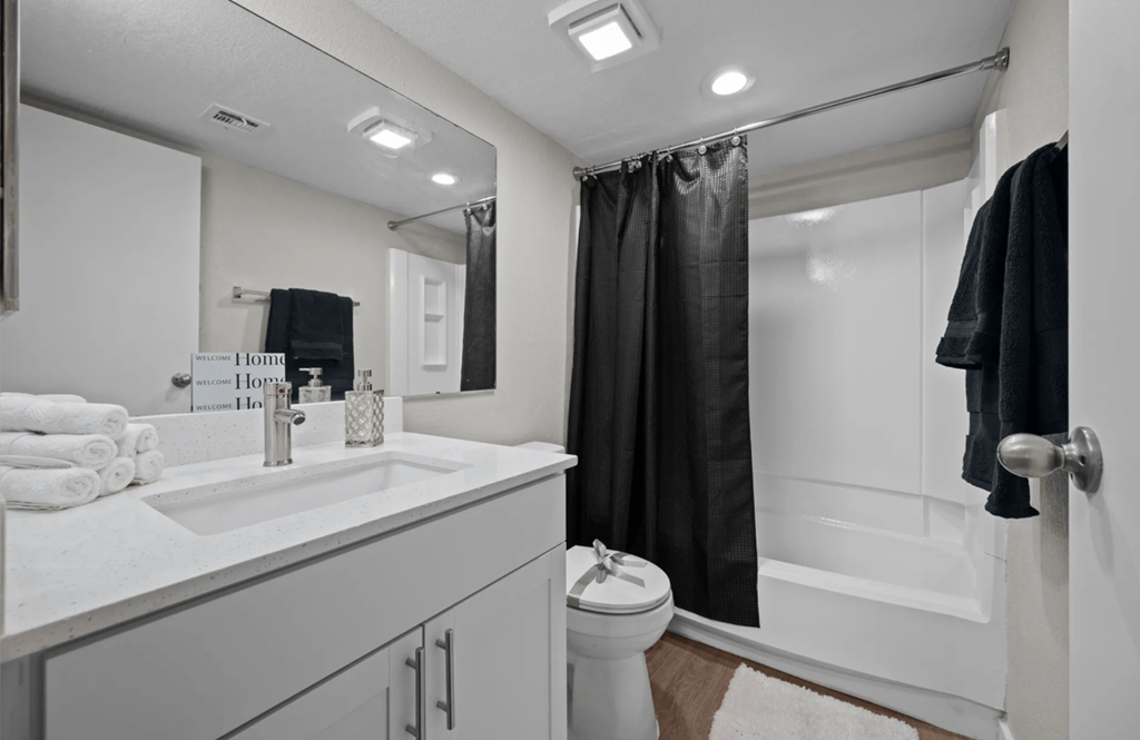 Apartment bathroom — representative home at Tides on McDowell.