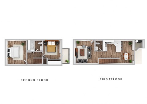 a floor plan of a house with a bedroom and a living room