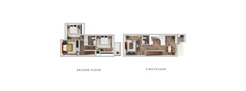 a floor plan of the first and second floors of a house