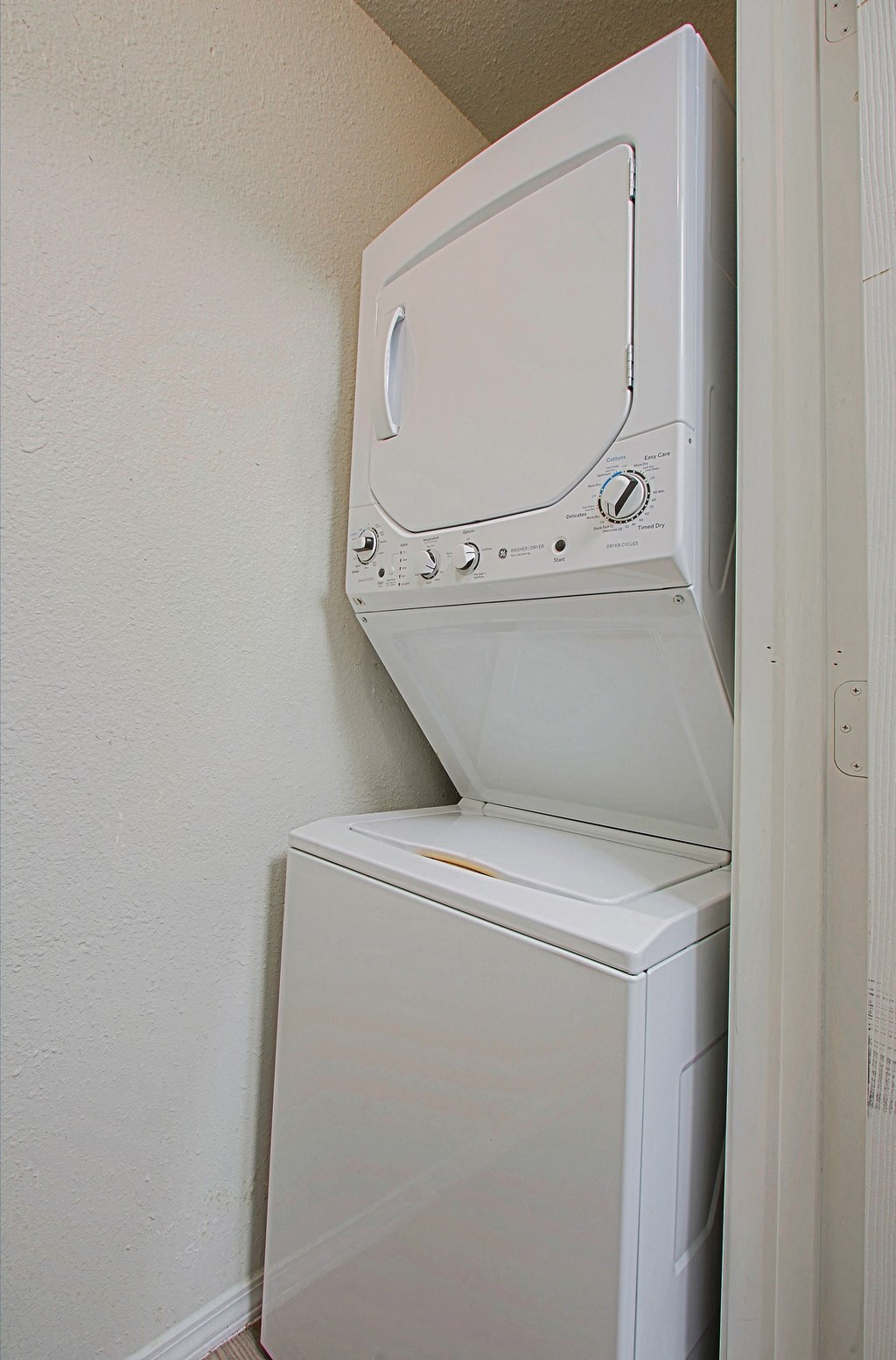 a washer and dryer are available in the closet of the residence hall room
