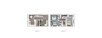 the bedrooms of the apartments are separated by level 1 and 2