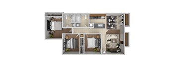 a bedroom floor plan with a bathroom and a living room
