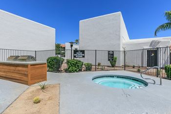Modern-look spa area with wooden-style BBQ griling area at Tides at Mesa, Mesa
