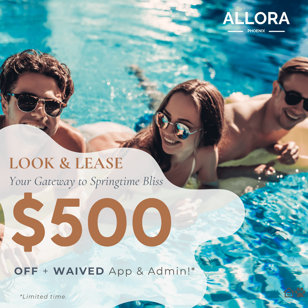 look & lease special $500 off + waived app & admin fees