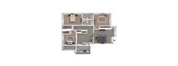 3 Bedroom Floor Plan at Connect on University, Mesa, 85203